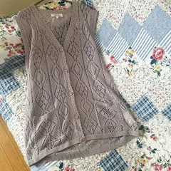 90s サマーニットベスト 透かし編み お花刺繍 昭和レトロヴィンテージ古着