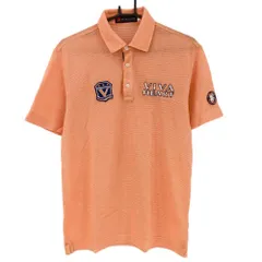 ★特価★ビバハート 半袖ポロシャツ オレンジ×白 ロゴ刺しゅう ワッペン メンズ 50(L) ゴルフウェア VIVA HEART