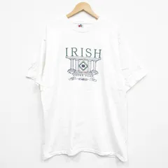 XL/古着 半袖 ビンテージ Tシャツ メンズ 90s アイリッシュ 刺繍 大きいサイズ コットン クルーネック 白 ホワイト 25sep12 中古