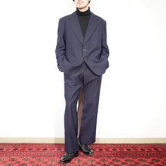 EU VINTAGE NAVY COLOR DESIGN SET UP SUIT/ヨーロッパ古着ネイビーカラーデザインセットアップスーツ