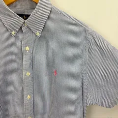 RALPH LAUREN ストライプ ボタンダウン 半袖シャツ サイズⅬ 07070103 01