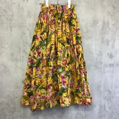 DOUBLE NAME   ダブルネーム　ロングギャザーフレアスカート　イエロー×ボタニカル柄　レディース　Fサイズのサムネイル