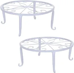 Moderno　La Terre[モデルノ　ラ　テール] フラワースタンド 猫脚 おしゃれ 花壇 プランター 屋外 アイアン 植木鉢スタンド プレート 室内 YM-337-FS 白色 2個セット