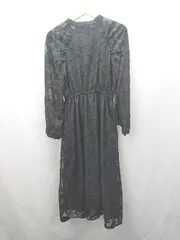 ◇ ⊂ MAJESTIC LEGON マジェスティックレゴン シアー感 花柄 長袖 ロング ワンピース サイズM ブラック レディース E  【1503060041062】