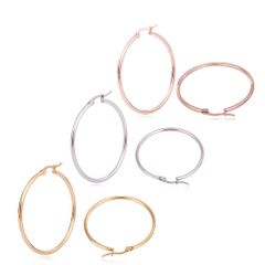 【幅2mm  外径30mm シルバー/ゴールド/ローズゴールド 3色ペアセット】[Adelina Style] フープ ピアス 人気 大きめ レディース リングピアス イヤリング 金属アレルギー対応 サージカルステンレス 両耳用 プレゼント