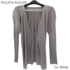 PLEATS PLEASE プリーツプリーズ イッセイミヤケ カーディガン 薄手 グレー ３ レディース 中古