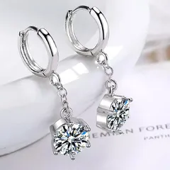 925シルバー高品質ジルコンダイヤ♢ロング・フープイヤリンピアス☆匿名配送