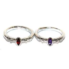 ローリーロドキン Loree Rodkin 指輪 リング 2点セット まとめ売り クロス 十字架 ストーン 925 シルバー色 赤 レッド 紫 パープル /NW1のサムネイル