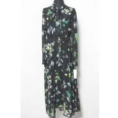 未使用 24AW GRACE CONTINENTAL グレースコンチネンタル フラワープリントボウタイ付ワンピース ロングドレス 0124331101 36 ブラック レディース 古着 中古 USED