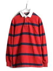【お得なクーポン配布中!】 90s ポロ ラルフローレン ボーダー スウェット 長袖ラガーシャツ M 裏起毛
