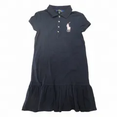 ポロ ラルフローレン POLO RALPH LAUREN ビッグポニー ポロシャツ ペプラム 半袖 鹿の子 フレア 裾フリル プルオーバー カットソー トップス M 紺 ネイビー BLM8 レディース