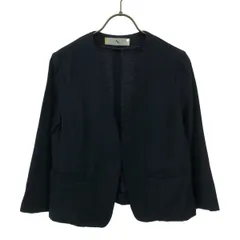 N. エヌ ノーカラージャケット M ネイビー Natural Beauty Basic レディース 古着