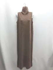 ■ ⊇ apart by lowrys 総柄 ノースリーブワンピース ショートニットプルオーバー サイズF ブラウン ベージュ レディース E  【1409240029847】