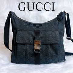 グッチ GGキャンバス ショルダーバッグ ネイビー シルバー 金具