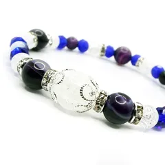 【揺るぎない絆と結束】天然石 クラック水晶×バンデットアゲート 紫藍縞瑪瑙 ブレスレット [10mm]