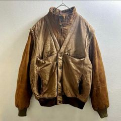 80s 90s イタリア製 ニット カーディガン レザー ジップアップ