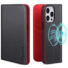 VISOUL iPhone 15 ProMax ケース 手帳型 本革 MagSafe対応 レザー 全面保護 マグネット式 カード収納 多機能 アイフォン15 ProMax ケース ワイヤレス充電対応 横置きスタンド機能付き手帳型ケース アイホン15 Pro 0