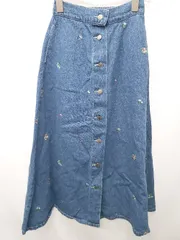 ◇ Θ SM2 サマンサ モスモス 花柄 ロング丈 フレア デニム スカート サイズS インディゴ レディース E  【1507100009418】