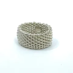 美品 TIFFANY&Co. ティファニー リング サマセット ワイド メッシュ 16号 シルバー SV925 ヴィンテージ ジュエリー アクセサリー レディース I3