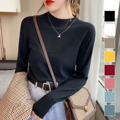 ハイネックシフォンニット レディース 10代 20代 30代 韓国ファッション カジュアル 春 秋 無地 シンプル 可愛い おしゃれ レイヤード