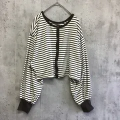 Crisp  クリスプ　2wayショートTシャツ  白×ブラウン×ボーダー柄　レディース　Fサイズのサムネイル