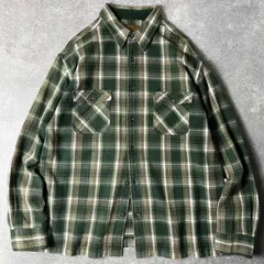 90s ST JOHN'S BAY チェック 長袖 ヘビー フランネル シャツ XL / 90年代 オールド JCPenney JCペニー ネルシャツ グリーン