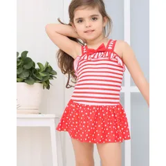 ☆ A×レッド ☆ 140cm ☆ キッズ水着 女の子 ワンピース オールインワン キッズ 水着 女の子 ワンピース スイムウェア キッズ水着 オールインワン みずぎ 子供水着 キャミソール ノースリーブ フリル?リボン こども 子供 子ども 水遊び ガールズ