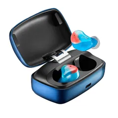 在庫セール 3Dプリンターで成形されたEPZ S350T・IPX7完全防水・リモコン・マイク対応 ・本体11時間再生・ 片耳4.6g・インナーイヤー型完全ワイヤレスイヤホン BLUE