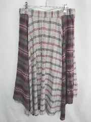 ◇ Θ JEANASIS ジーナシス チェック柄 ロング丈 フレア アシンメトリーフレアスカート サイズ F グレー系 レディース E  【1410100009763】