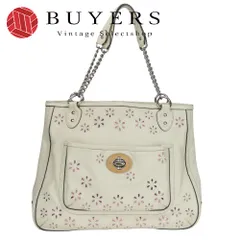 【中古】 コーチ トートバッグ 22438 ポピー アイレット レザー ホワイト 肩掛け 肩がけ チェーン 普段使い レディース 女性 COACH
