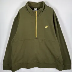 古着 00’s/00年代 ナイキ NIKE スウェット ワンポイントロゴ刺繍 ハーフジップ ビッグサイズ 裏起毛 XXXL  カーキ メンズ