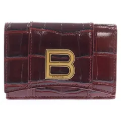 BALENCIAGA クロコダイル型押し 三つ折り財布 バレンシアガCASH ミニウォレット クロコ型押し 黒 ユニセックス