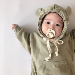韓国子供服　ベビー服 長袖ロンパース クマ 可愛い 無地 出産祝い プレゼント