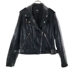 ZARA ザラ フェイクレザー ダブルライダースジャケット XXL ブラック レディース 古着