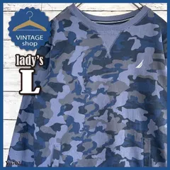 【NAUTICA】ノーティカ古着アメリカスウェット長袖レディースLブルー迷彩