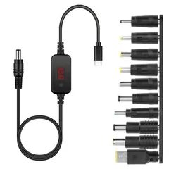 【数量限定】C-DC USB PDアダプタケーブル 変換プラグ付き 5.5x2.5mm 1.2m 調整可能電圧 5V-9V-12V-15V-20V Type-C to YACHUN DC電源ケーブル 5.5*3.0mm 、5.5*1.7mm 、4.0 * 1.