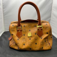 良品✨MCM ハンドバッグ ワンショルダー ロゴ 金金具 サークル レザー  