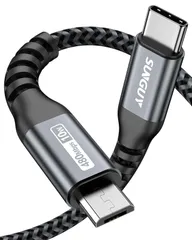 【数量限定】Type SUNGUY C Micro USB ケーブル 0.15M (USB C to micro) OTGケーブル 短い タイプC マイクロ タイプB 15cm 充電ケーブル USB2.0 データ転送 Androidスマホ などに対応 グレー