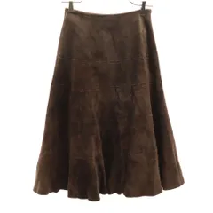 エディバウアー ミモレ丈 スエードレザー フレアスカート 0 ブラウン Eddie Bauer アウトドア レディース