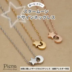 ネックレス スタームーン レディース サージカルステンレス 金属アレルギー対応 シルバー ゴールド ピンクゴールド 星 月 モチーフ シンプル 上品 可愛い おしゃれ ペア アクセサリー プレゼント ギフト メール便送料無料
