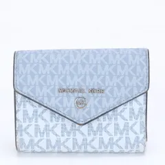 美品 マイケルコース MK モノグラム レザー 三つ折り 財布 コンパクト ウォレット ラウンドファスナー 長財布 レディース RRE CA14-2【中古】