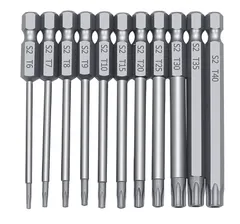 新品 トルクスドライバー ビット 11本セット 中空トルクス頭 75ｍｍ 六角軸 6.35mm T6-T40 S2鋼ドライバービット 磁気 トルクス星ネジ用ビットセット 六角ビット ドリル ビット工具