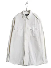 【お得なクーポン配布中!】 90s ポロ ラルフローレン 長袖 オフィサー シャツ メンズ M 古着 オールド ヴィンテージ アーミー ミリタリー ポニー無し 無地 白 コットン