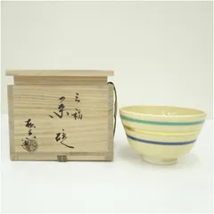 京焼　加藤松香造　色絵三福茶碗（共箱） 茶道 抹茶 おしゃれ 抹茶茶碗 抹茶碗 和食器 レトロ 茶器 骨董 茶わん 茶会 茶の湯