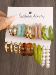 ジュエリー レディース イヤーアクセサリー セット レジン素材 大ぶりピアス カラフル 20個セット