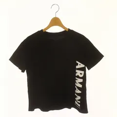 アルマーニエクスチェンジ A/X ARMANI EXCHANGE プリントTシャツ カットソー 半袖 プルオーバー クルーネック コットン M 黒 ブラック 白 ホワイト /YQ ■OS