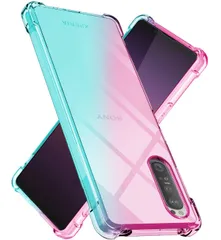 【人気商品】III ケース クリア TPU 薄型 1 軽量 シリコン グラデーション色 ケース 耐衝撃 SO-51B ケース 米軍MIL規格取得 Xperia 指紋防止 防塵 一体型 人気 携帯カバー エクスペリア1 III カバー(ピンクグリーン)