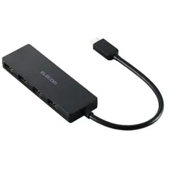 【新品・3営業日で発送】ELECOM エレコム USBHUB／USB-C／USB2.0／4ポート／15cm／ブラック(U2HC-H040BK)のサムネイル