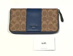 【ほぼ未使用】人気のCOACH 長財布 ブラウン/ネイビー レザー