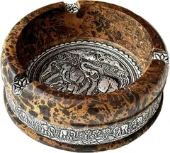 Rurumi アジアン調 灰皿 小物入れ アジアンテイスト 象 アッシュトレイ エスニック調 インテリア アジアン雑貨 ブラウン 円形( ブラウン 円形,  普通)